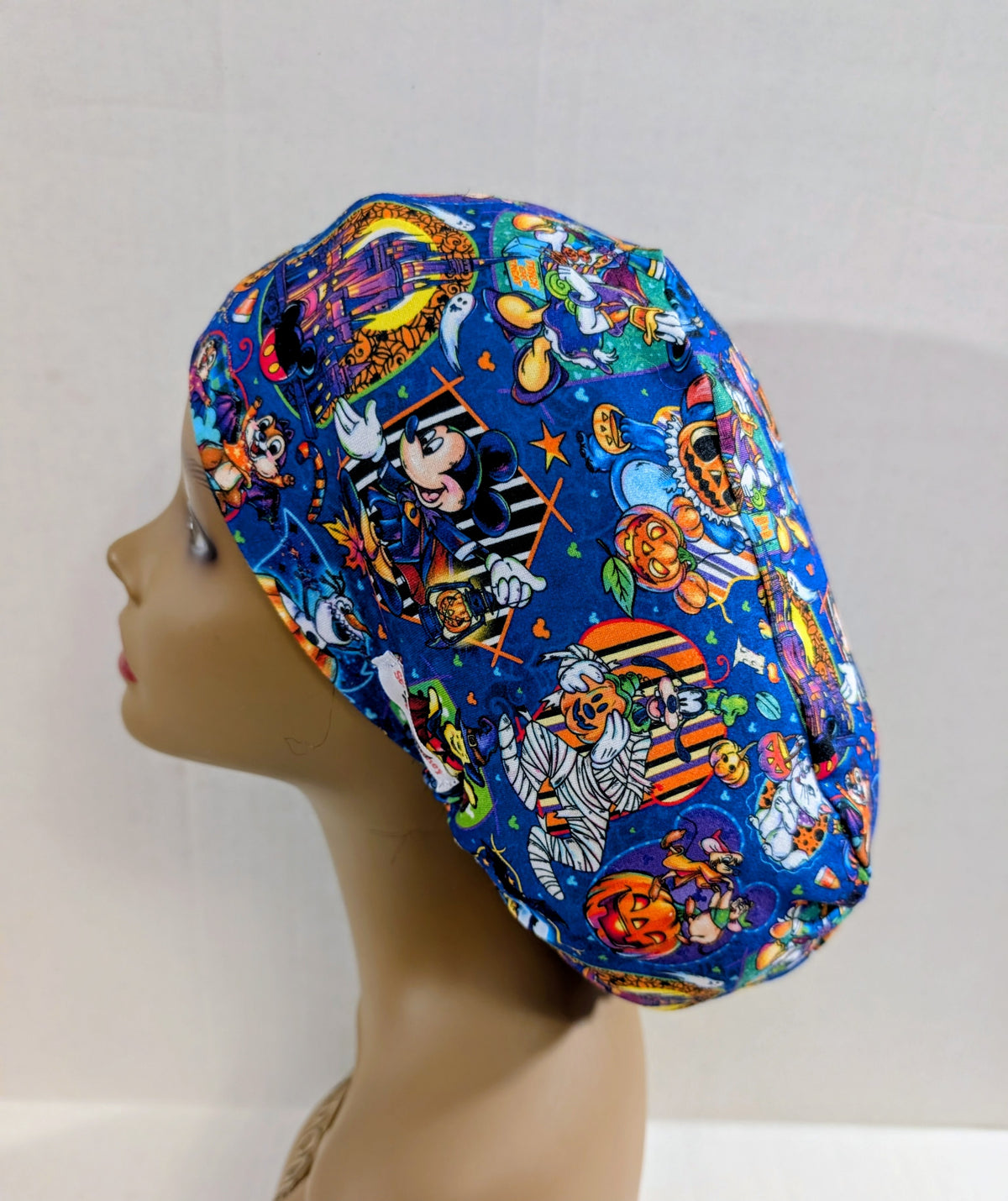 Scrub Cap, Surgical Hat, Euro Style Scrub Cap, Chemo Hat, Stretchy, Hat, Adjustable, Halloween Mashup