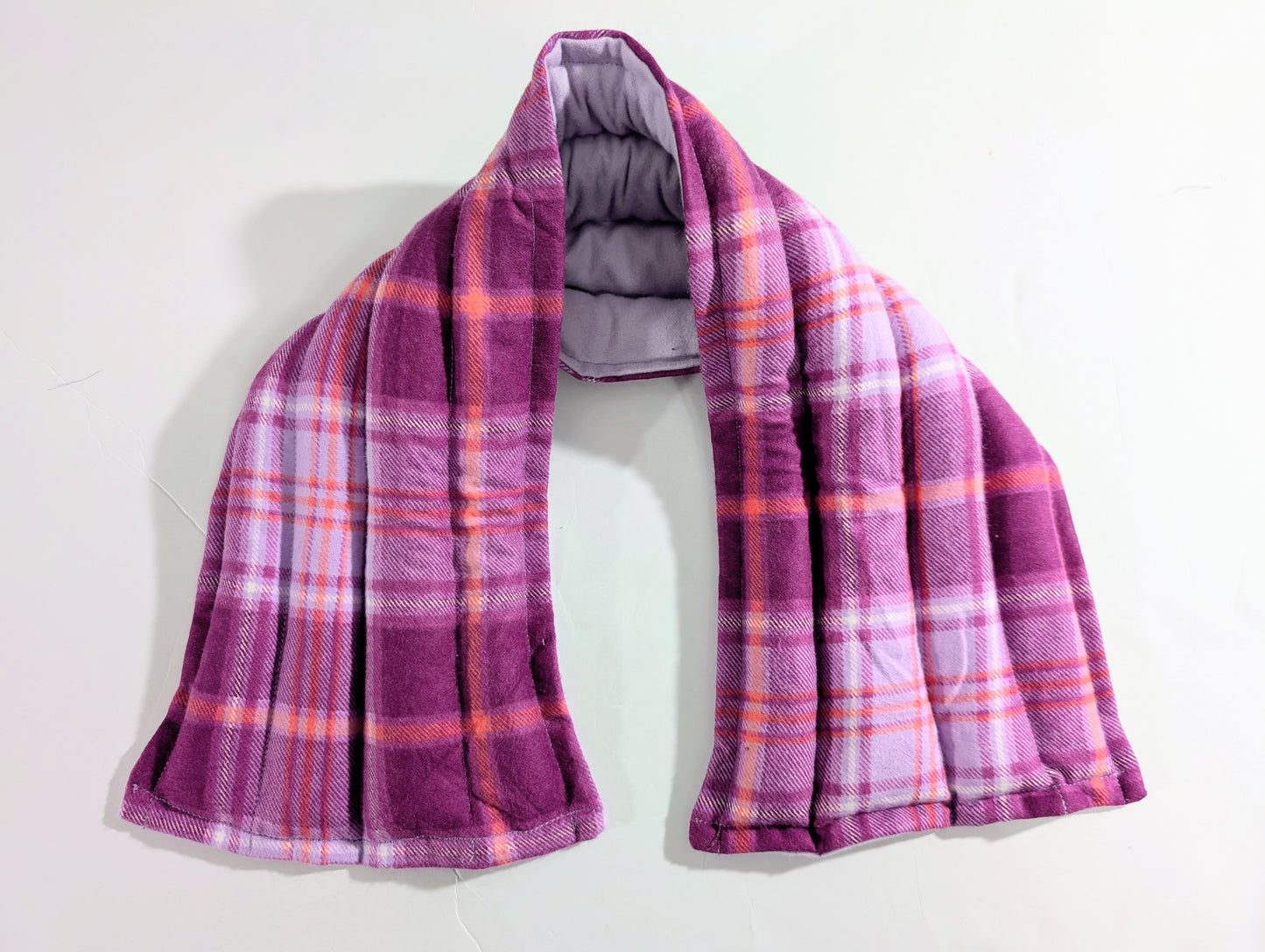 Rice flax seed therapeutic  heating/cooling neck wrap, rice bag, Purple, Plaid