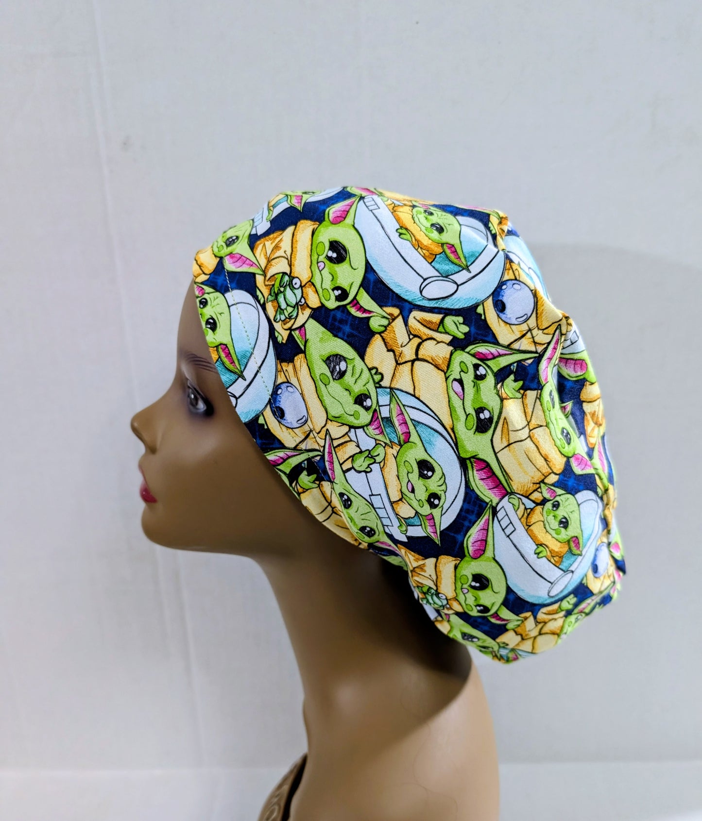 Scrub Cap, Surgical Hat, Euro Style Scrub Cap, Chemo Hat, Stretchy, Hat, Grogu