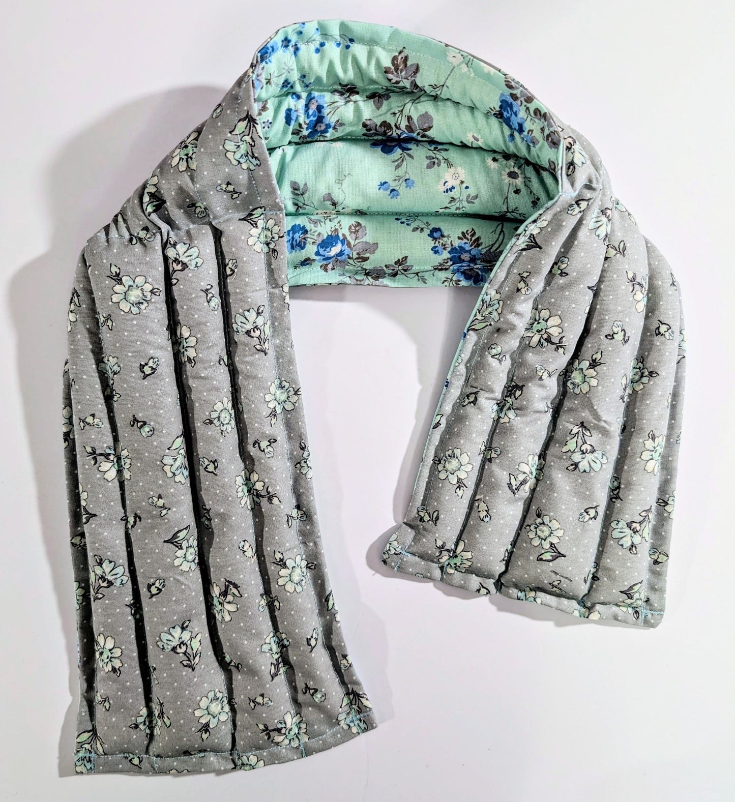 Rice therapeutic heating/cooling pad, rice bag, Heat/Cold Pack, Eye Bag, Flowers, Teal