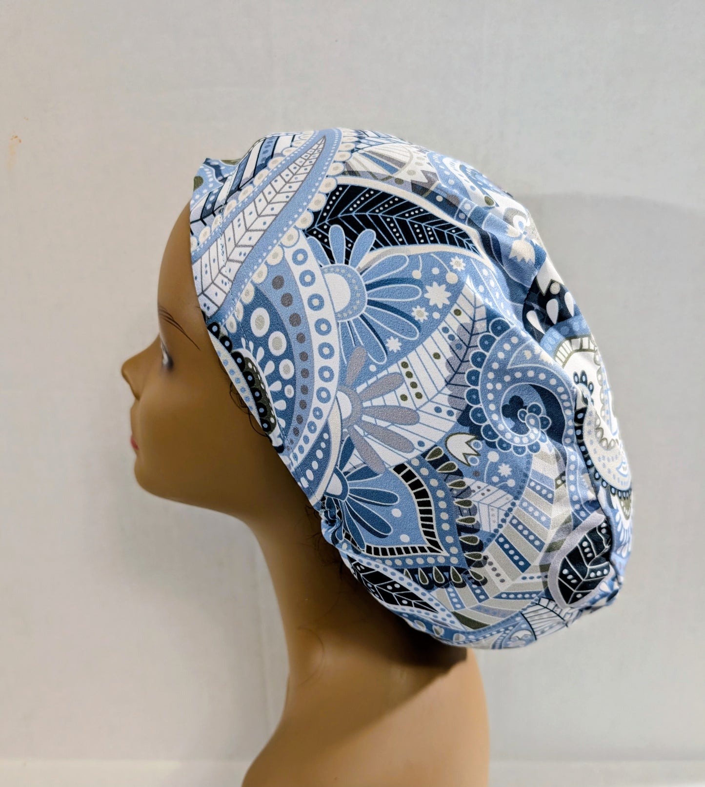 Scrub Cap, Surgical Hat, Euro Style Scrub Cap, Chemo Hat, Semi-Stretchy, Adjustable, Paisley