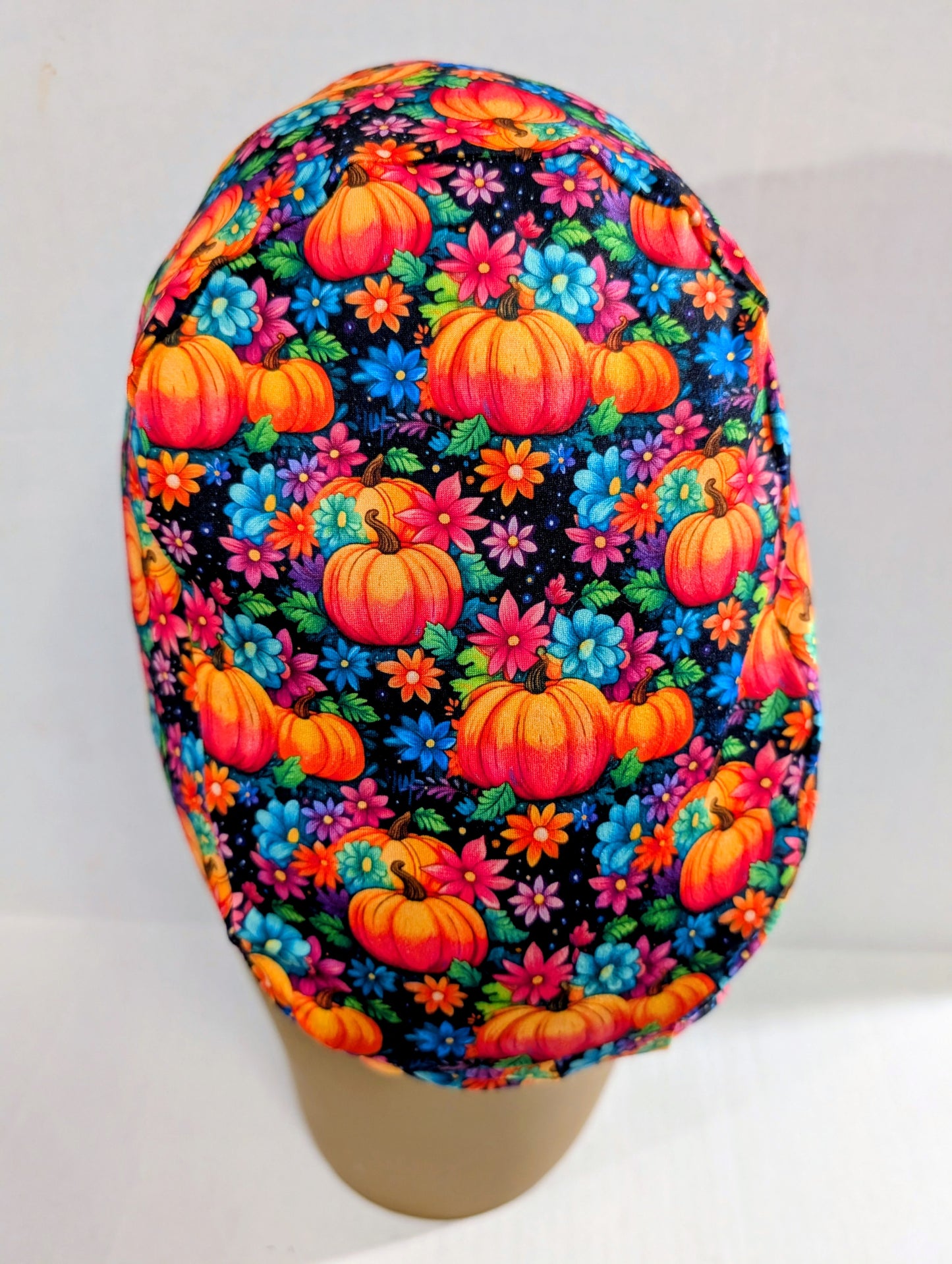 Scrub Cap, Surgical Hat, Euro Style Scrub Cap, Chemo Hat, Stretchy, Hat, Adjustable, Pumpkins, Fall