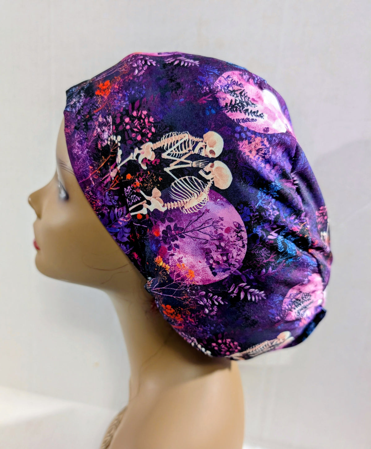 Scrub Cap, Surgical Hat, Euro Style Scrub Cap, Chemo Hat, Skeleton