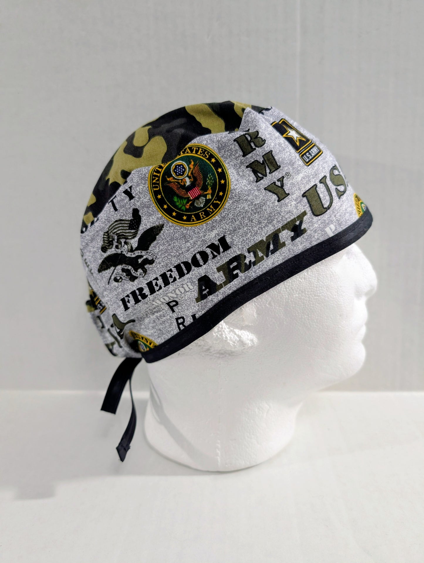 Army, Skull cap, Doo Rag, Scrub Cap, Surgical Hat, Chemo Hat