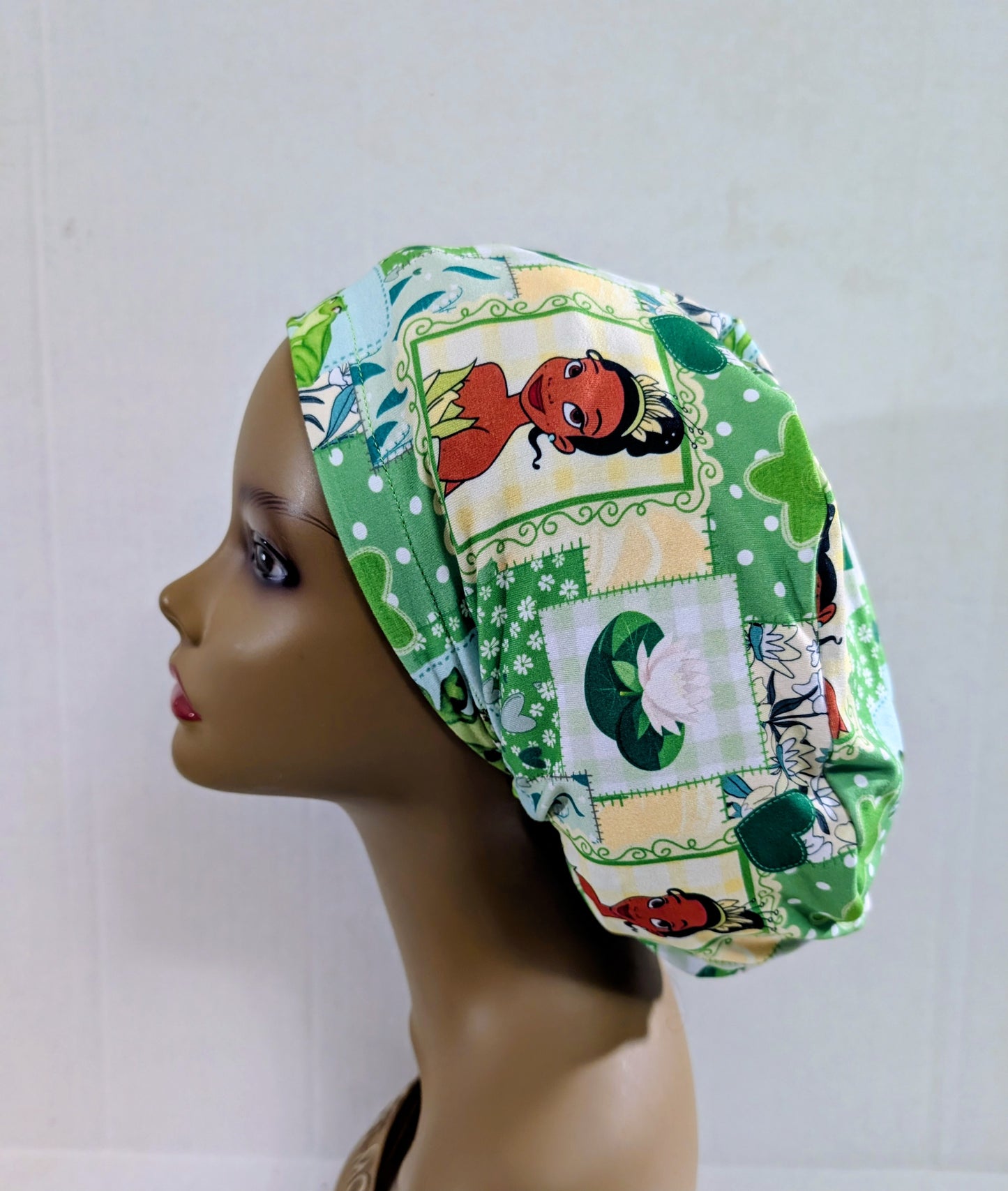Scrub Cap, Surgical Hat, Euro Style Scrub Cap, Chemo Hat, Stretchy, Adjustable, Princess, Frog