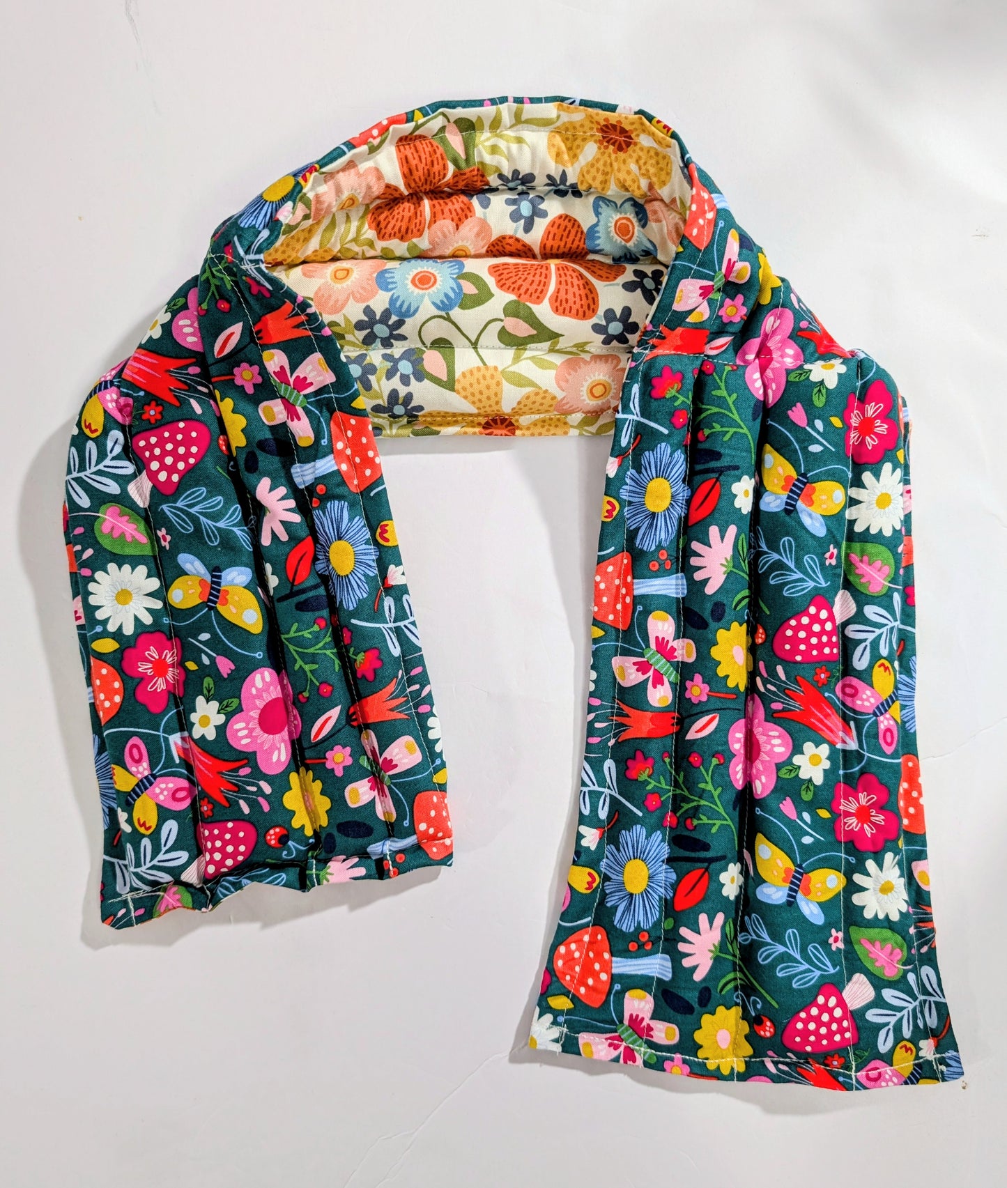 Rice flax seed therapeutic  heating/cooling neck wrap, rice bag, Flowers, Mushrooms