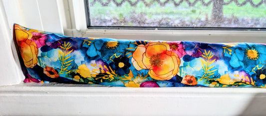 Door Draft Stopper, Cedar Filled, Draft Stopper, Window Draft Stopper, Door Snake, Flowers, Watercolor