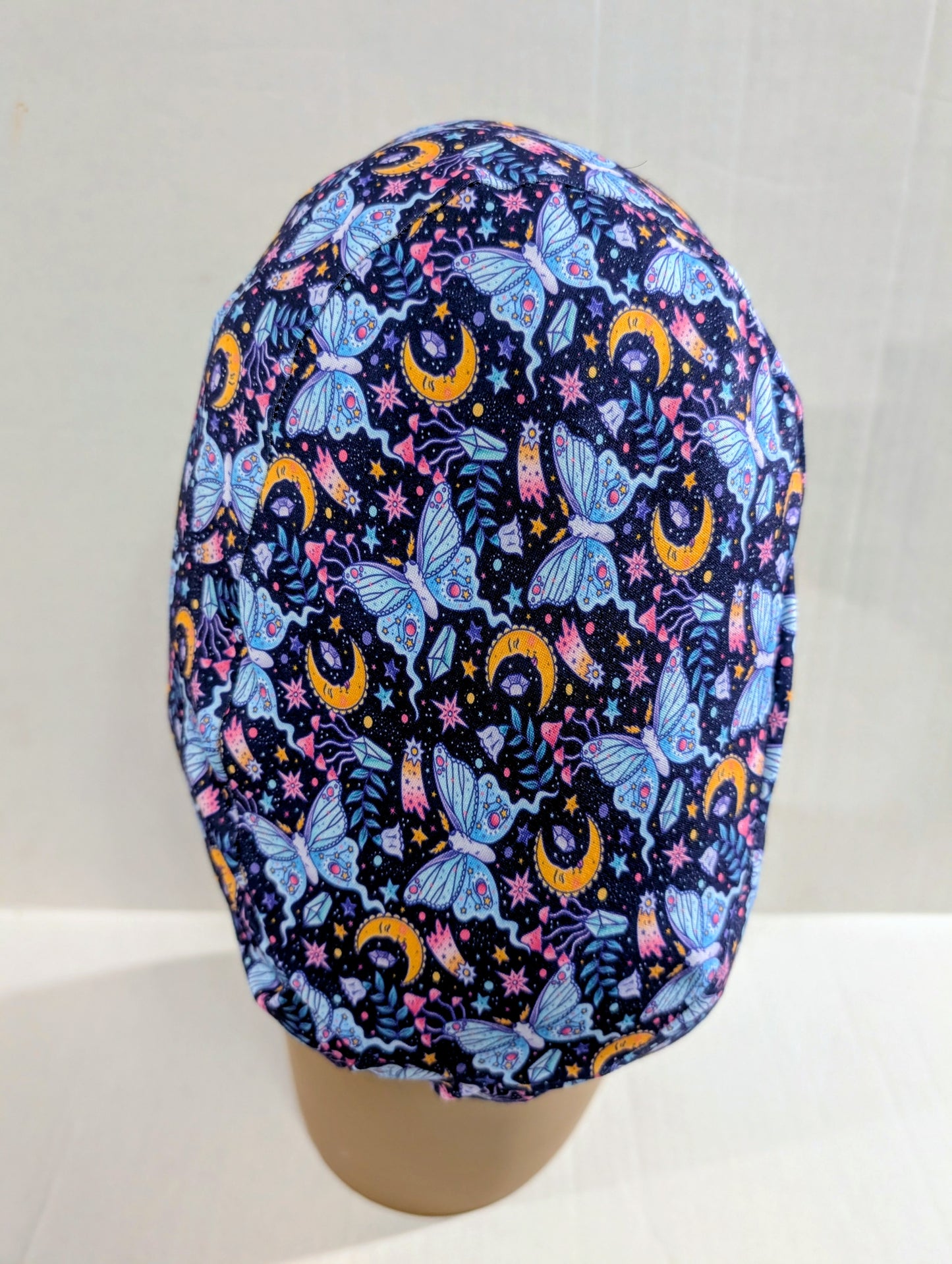 Scrub Cap, Surgical Hat, Euro Style Scrub Cap, Chemo Hat, Stretchy, Moons, Moth, Butterfly