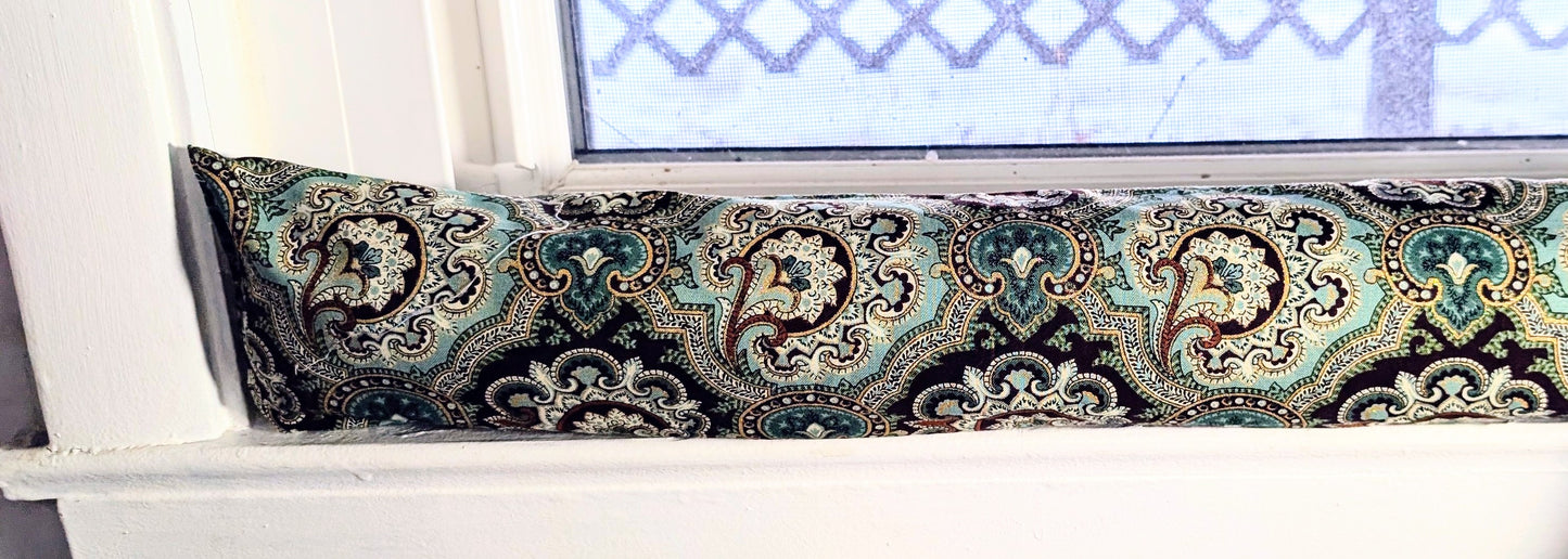 Door Draft Stopper, Cedar Filled, Draft Stopper, Window Draft Stopper, Paisley