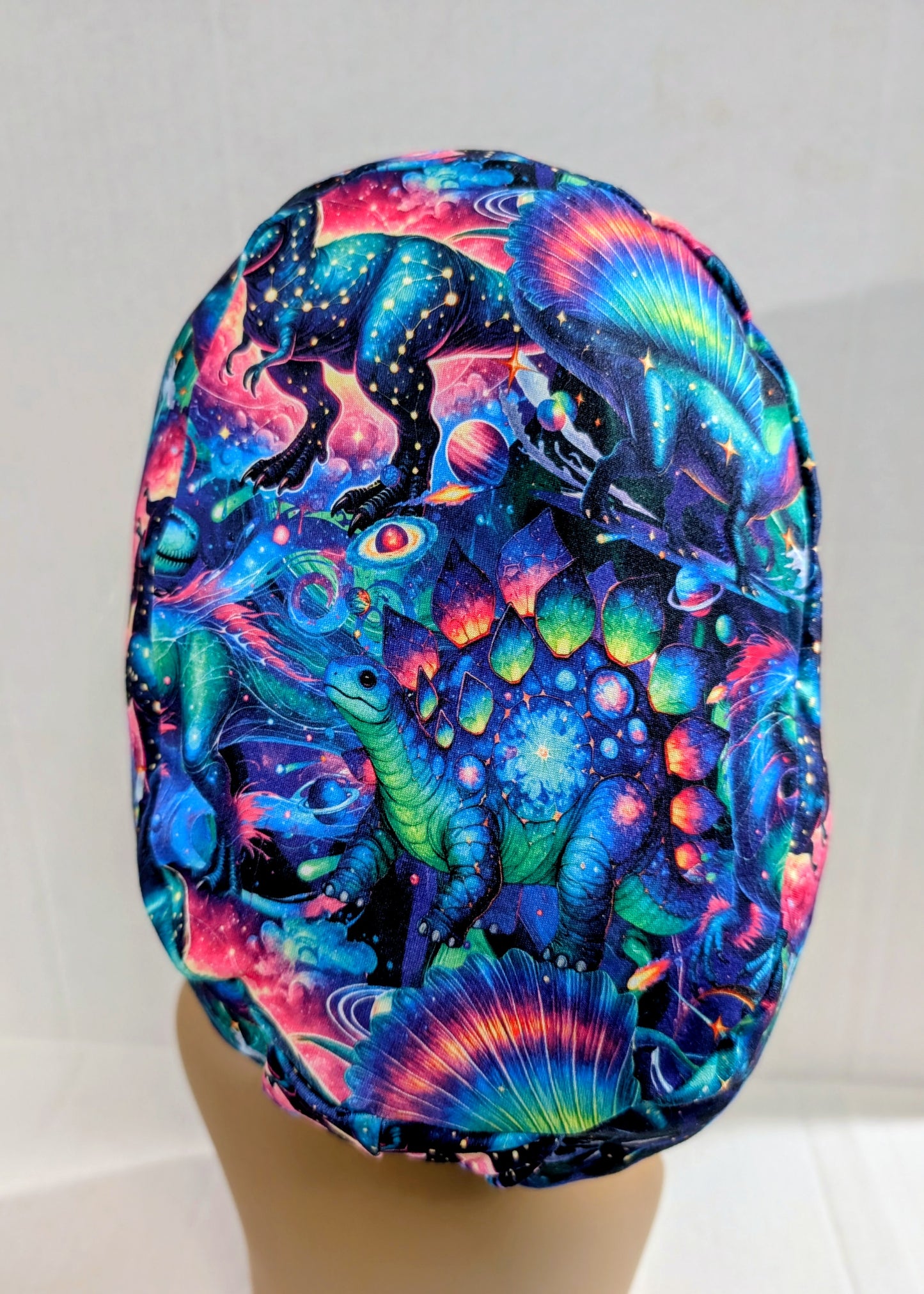 Scrub Cap, Surgical Hat, Euro Style Scrub Cap, Stretchy, Dinosaur