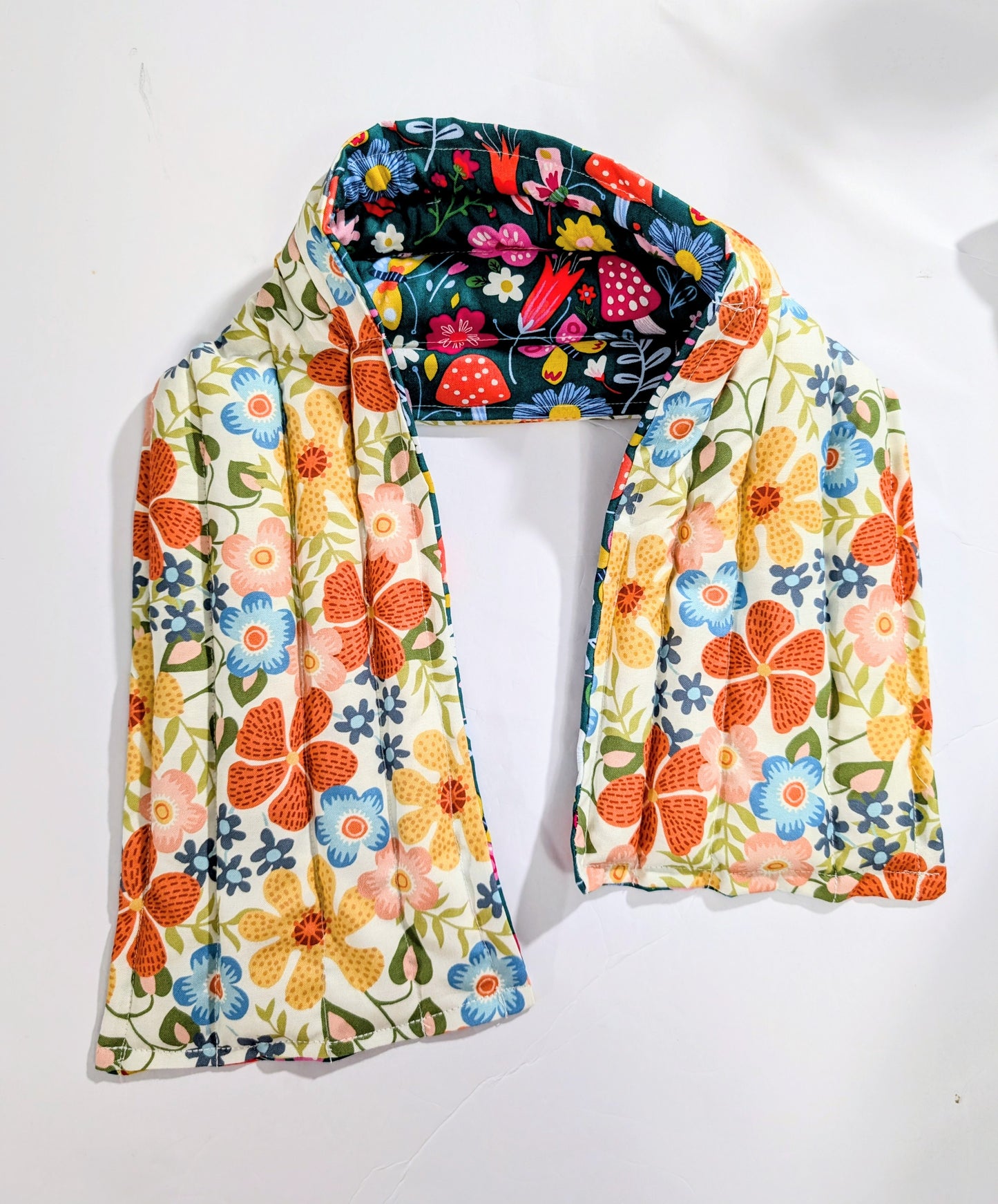 Rice flax seed therapeutic  heating/cooling neck wrap, rice bag, Flowers, Mushrooms