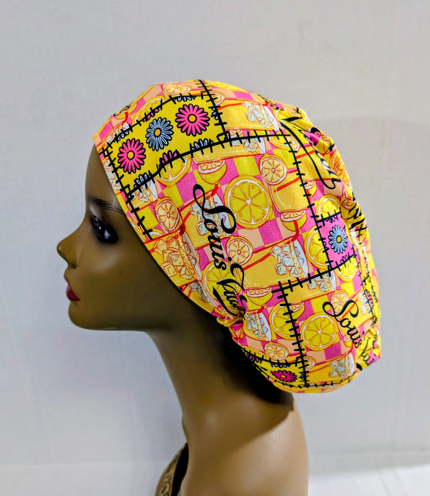 Scrub Cap, Surgical Hat, Euro Style Scrub Cap, Chemo Hat, Stretchy, Lemons, Boujee