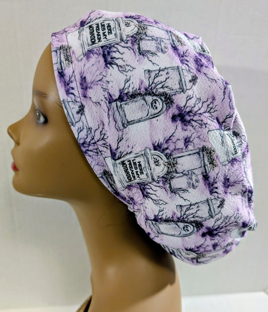 Scrub Cap, Surgical Hat, Euro Scrub Cap, Stretchy, Here Lies My Motivation