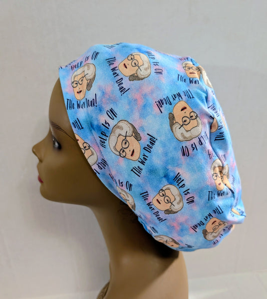 Scrub Cap, Surgical Hat, Euro Style Scrub Cap, Chemo Hat, Stretchy, Hat, Adjustable, Help is on the Way