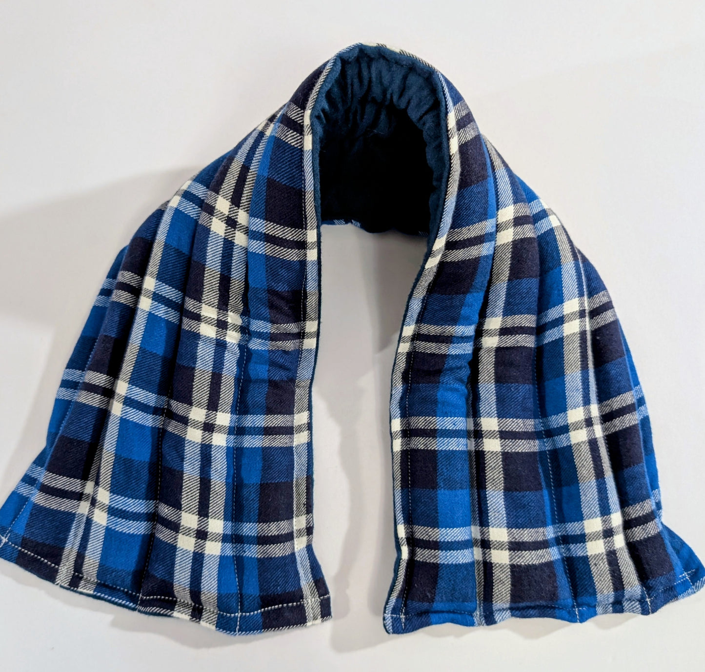 Rice flax seed therapeutic  heating/cooling neck wrap, rice bag, blue, Plaid