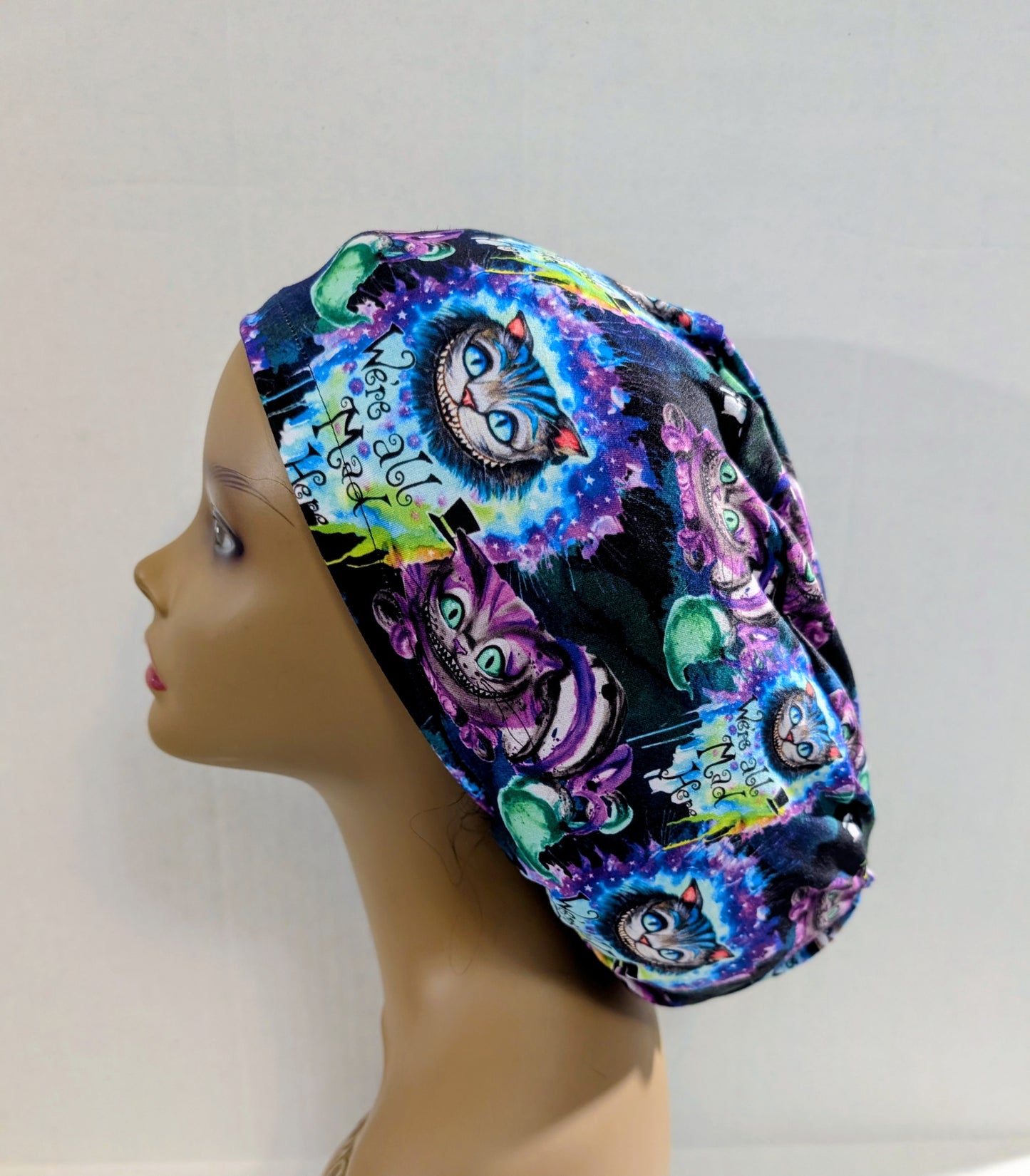 Scrub Cap, Surgical Hat, Euro Style Scrub Cap, Chemo Hat, Stretchy, Hat, Adjustable, Cat