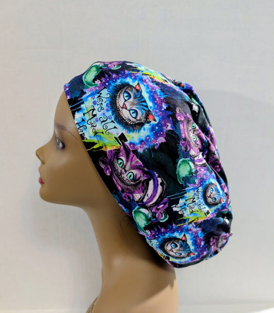 Scrub Cap, Surgical Hat, Euro Style Scrub Cap, Chemo Hat, Stretchy, Hat, Adjustable, Cat