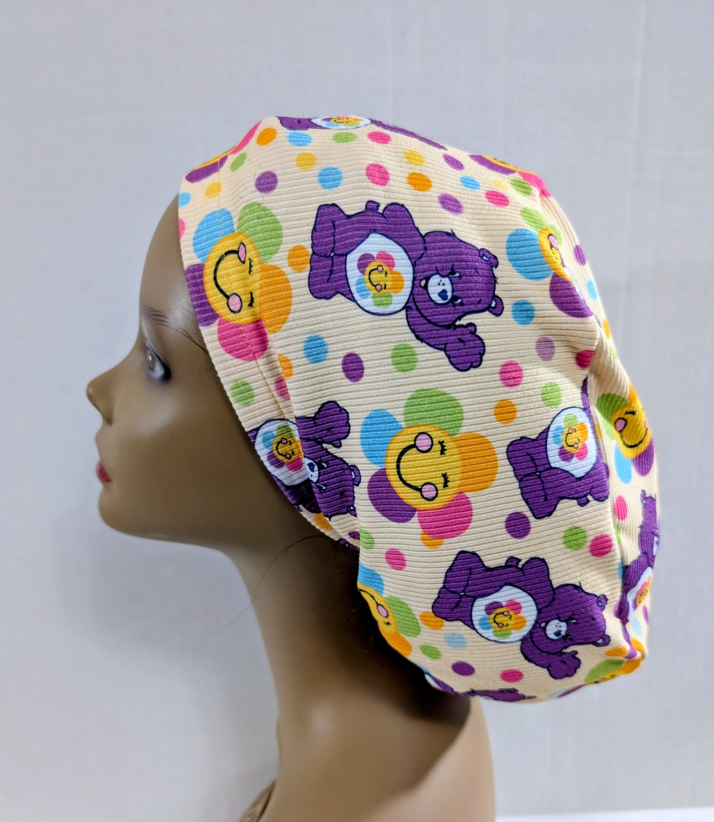 Scrub Cap, Surgical Hat, Euro Scrub Cap, European, Stretchy, Flowers, Bears