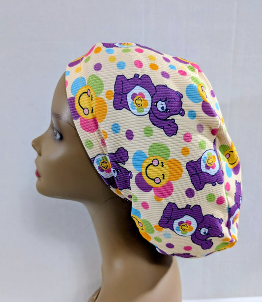 Scrub Cap, Surgical Hat, Euro Scrub Cap, European, Stretchy, Flowers, Bears