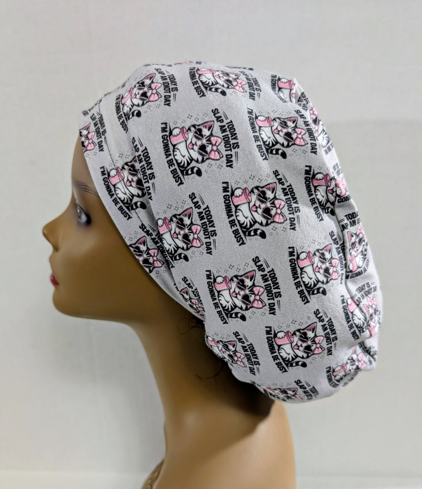 Scrub Cap, Surgical Hat, Euro Style Scrub Cap, Chemo Hat, Stretchy, Adjustable, Cats, Funny