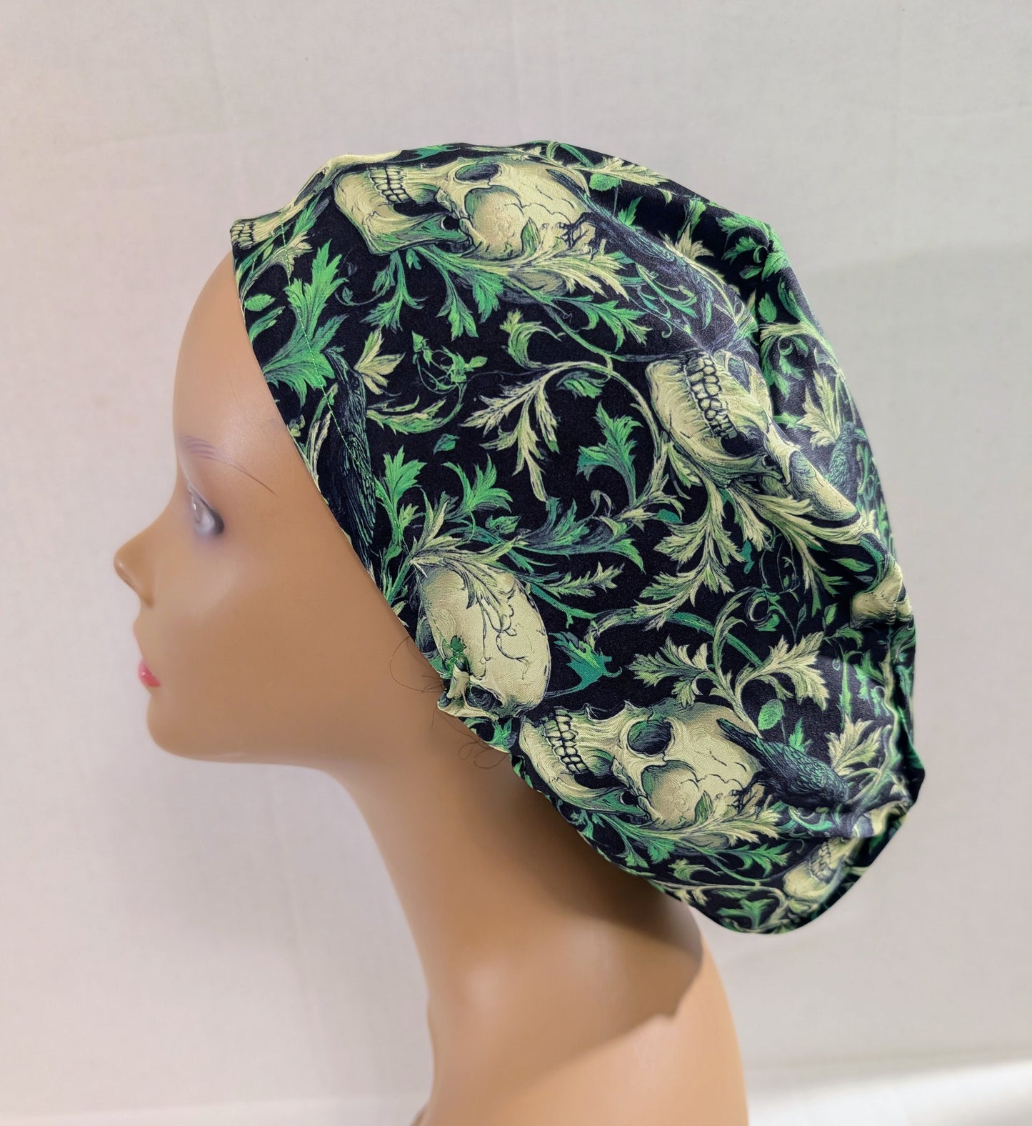 Scrub Cap, Surgical Hat, Euro Style Scrub Cap, Chemo Hat, Halloween, Skulls