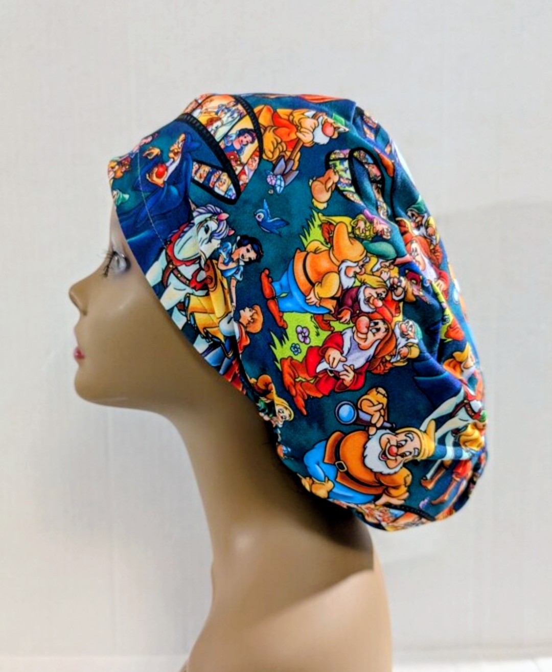 Snow, European Style Scrub Cap, Scrub Cap, Chemo Hat, Stretchy