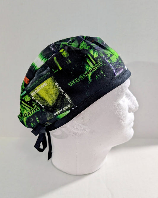 Scrub Cap, Surgical Hat, Euro Scrub Cap, European, Type O Negative